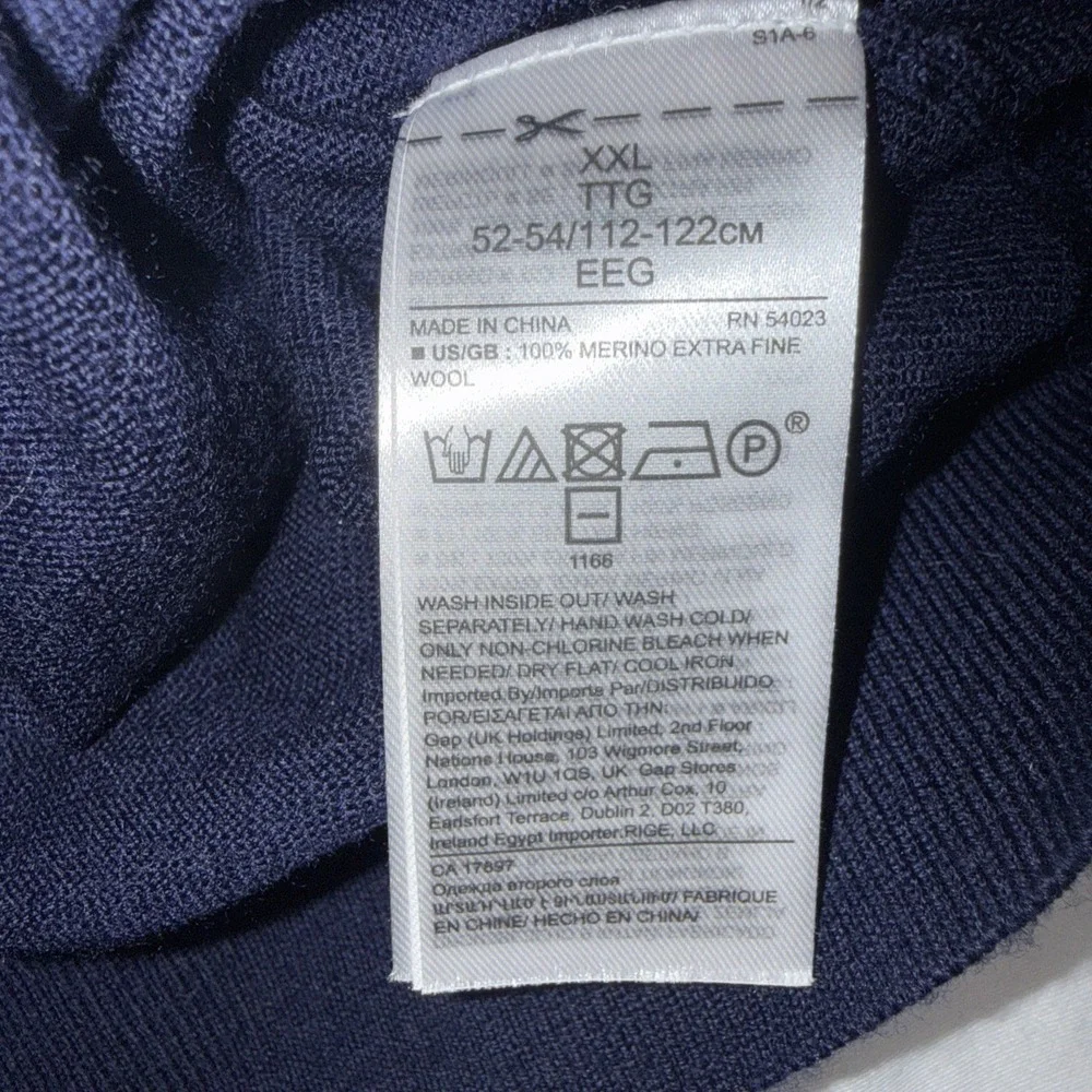 Banana‎ Republic Men's Extra Fine Italian Merino Wool XXL Royal Blue V-Neck